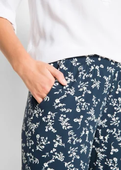 bonprix bonprix Pantalón de punto en mezcla de viscosa azul marino con flores