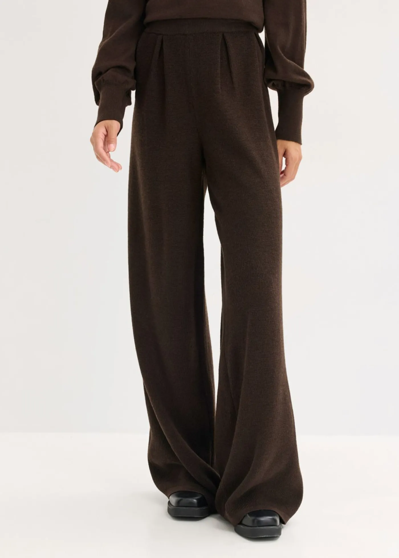 bonprix bonprix Pantalón de punto fino marrón oscuro moteado Online