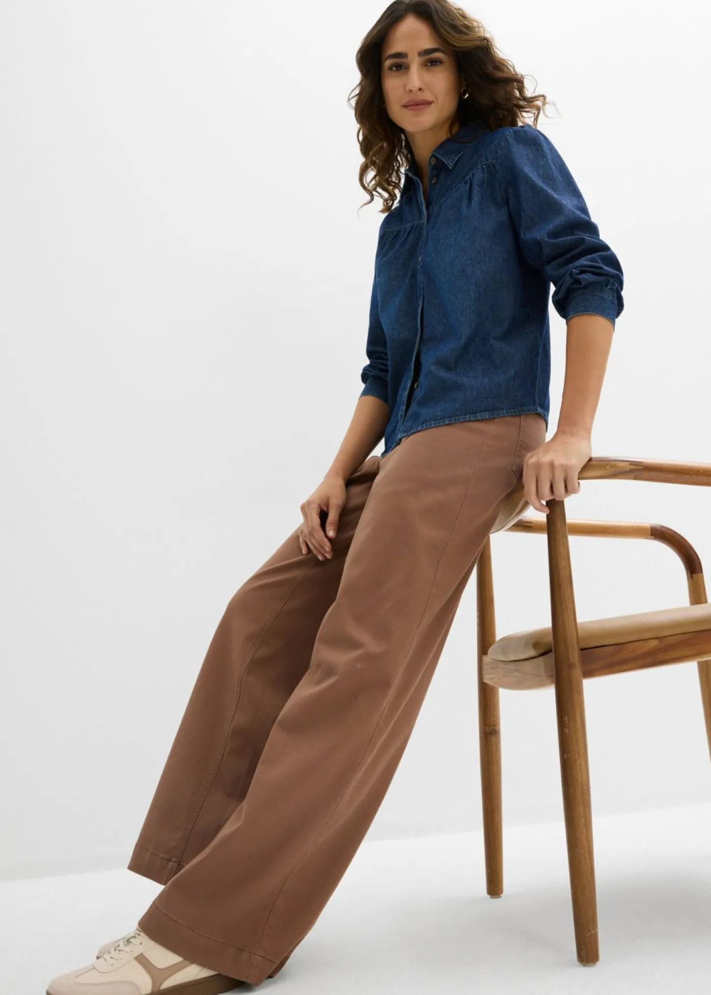 bonprix bonprix Pantalón de sarga Marrón castaño Clearance