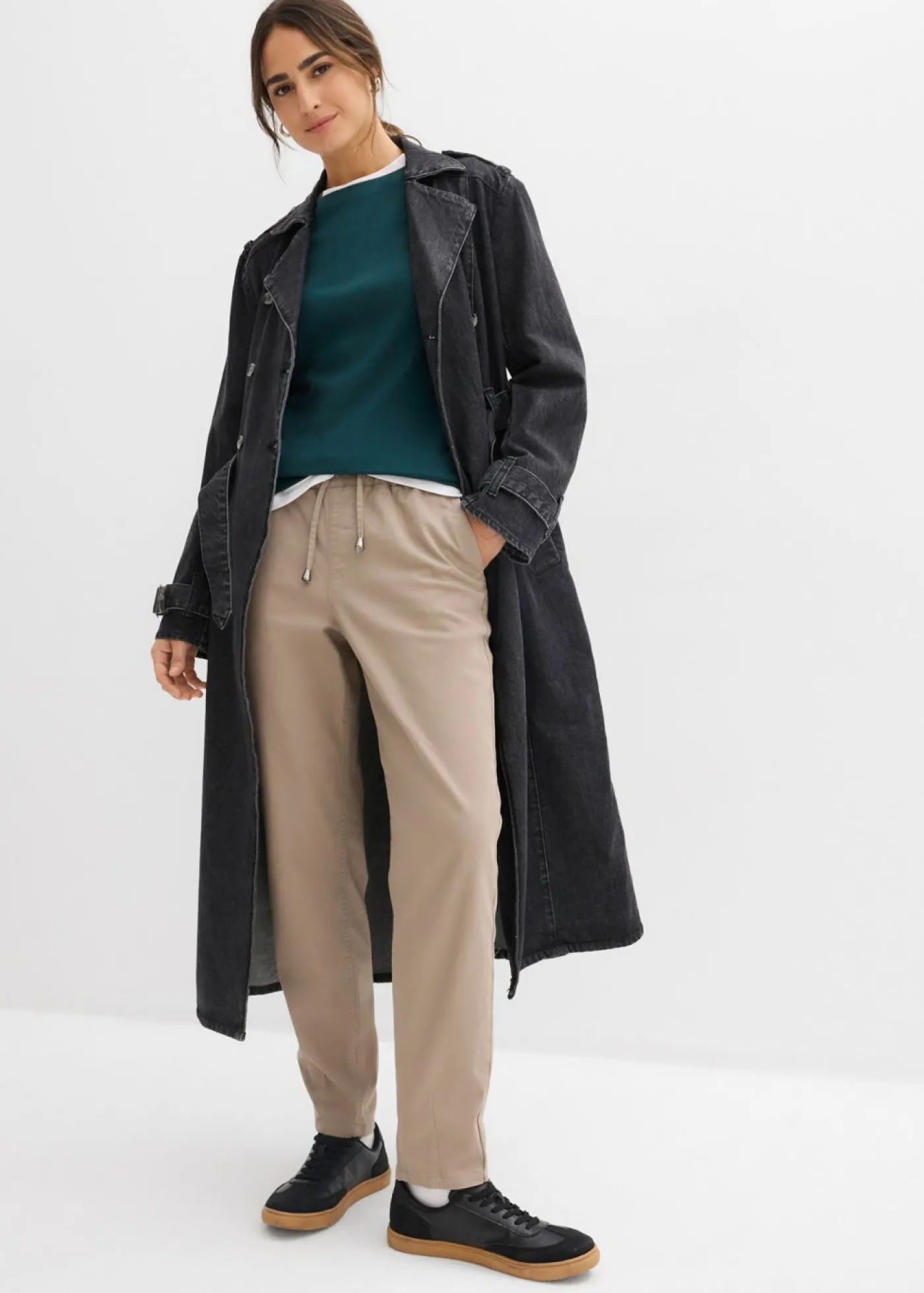 bonprix bonprix Pantalón de sarga Marrón grisáceo Sale