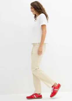 bonprix bonprix Pantalón de sarga acortado Arena claro New
