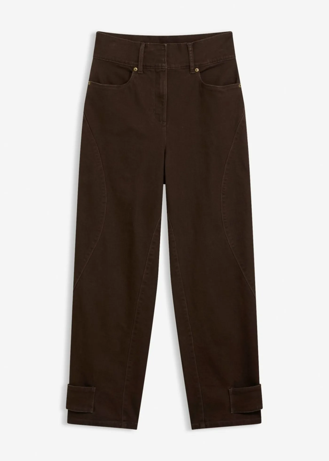 bonprix bonprix Pantalón de sarga con cintura alta Marrón oscuro New