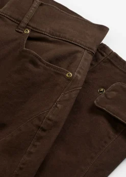 bonprix bonprix Pantalón de sarga con cintura alta Marrón oscuro New