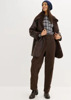 bonprix bonprix Pantalón de sarga con cintura alta Marrón oscuro New