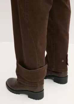 bonprix bonprix Pantalón de sarga con cintura alta Marrón oscuro New