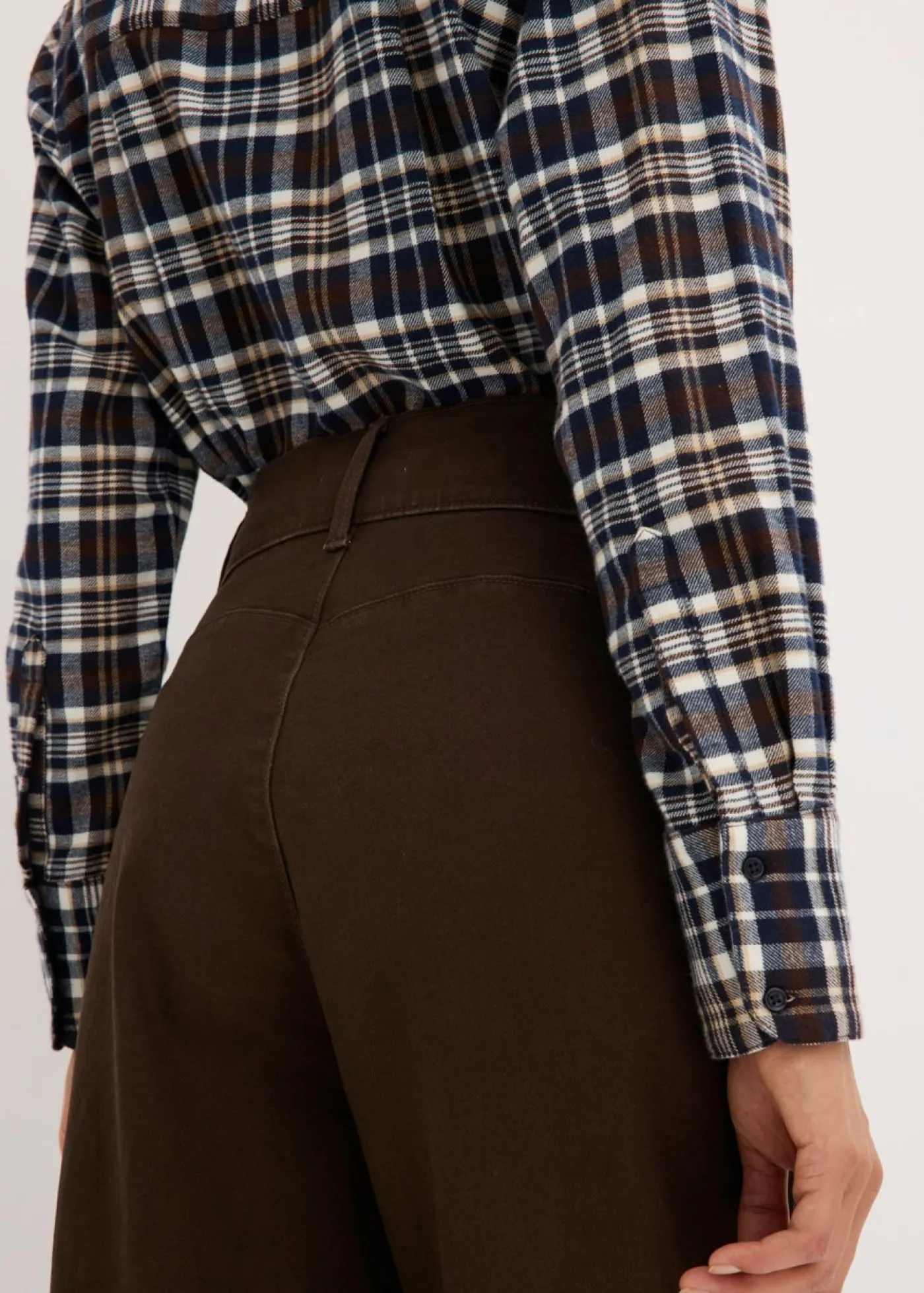 bonprix bonprix Pantalón de sarga con cintura alta Marrón oscuro New