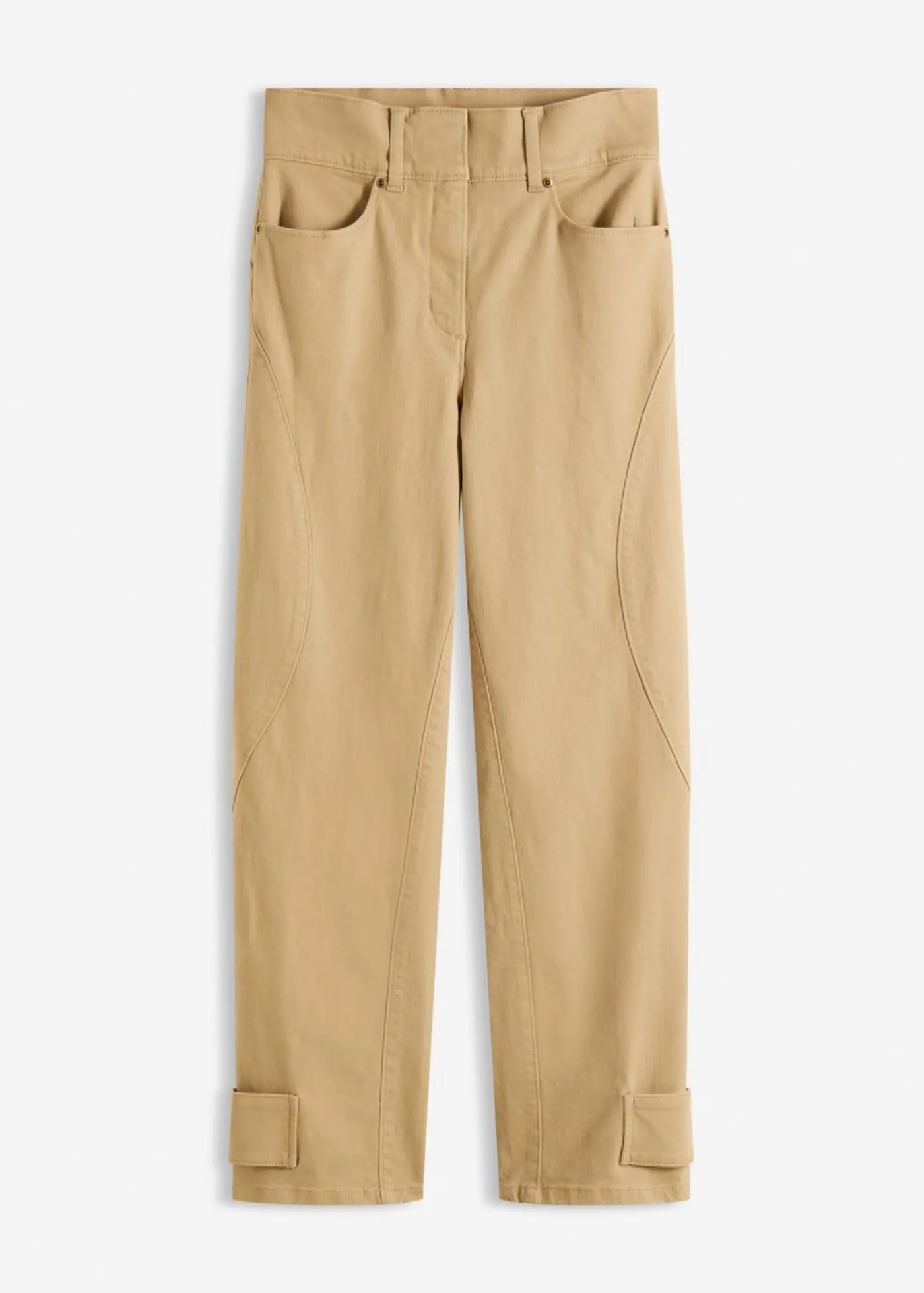 bonprix bonprix Pantalón de sarga con cintura alta Caqui claro Outlet