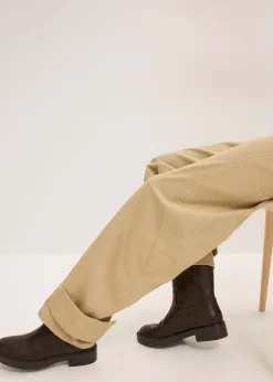 bonprix bonprix Pantalón de sarga con cintura alta Caqui claro Outlet