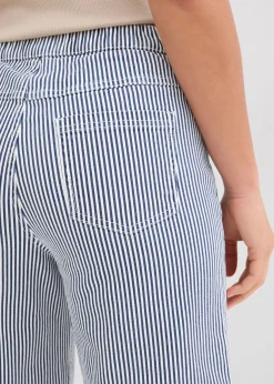 bonprix bonprix Pantalón de sarga con cintura cómoda Azul marino-blanco lana de rayas New