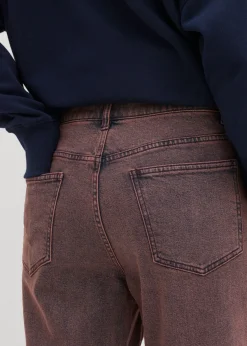 bonprix bonprix Pantalón de sarga con efecto lavado rojo burdeos Online