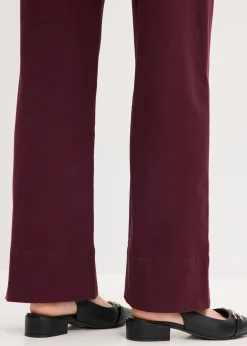 bonprix bonprix Pantalón de sarga con ribete y bolsillo rojo burdeos Hot