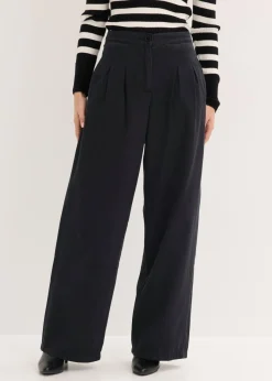 bonprix bonprix Pantalón de sarga de algodón puro Negro Sale
