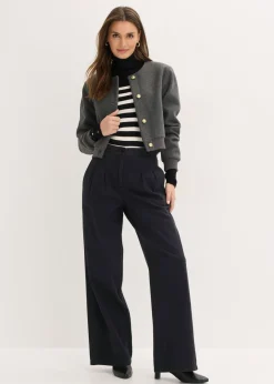 bonprix bonprix Pantalón de sarga de algodón puro Negro Sale