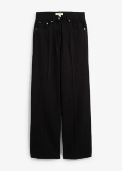 bonprix bonprix Pantalón de sarga de algodón puro con pinzas Negro usado Outlet
