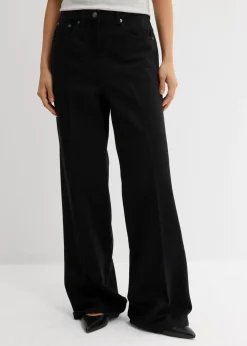 bonprix bonprix Pantalón de sarga de algodón puro con pinzas Negro usado Outlet
