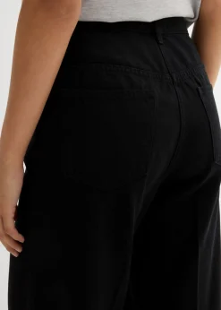bonprix bonprix Pantalón de sarga de algodón puro con pinzas Negro usado Outlet