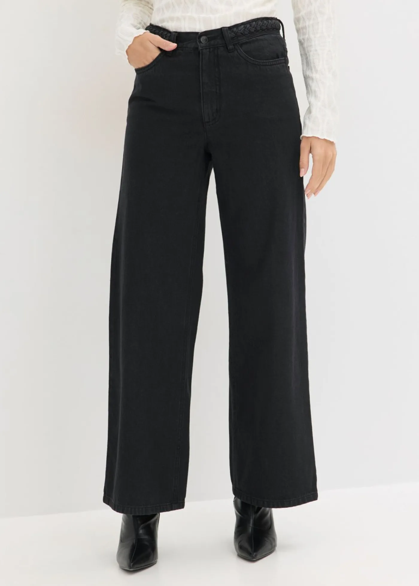 bonprix bonprix Pantalón de sarga de algodón orgánico puro Negro Online