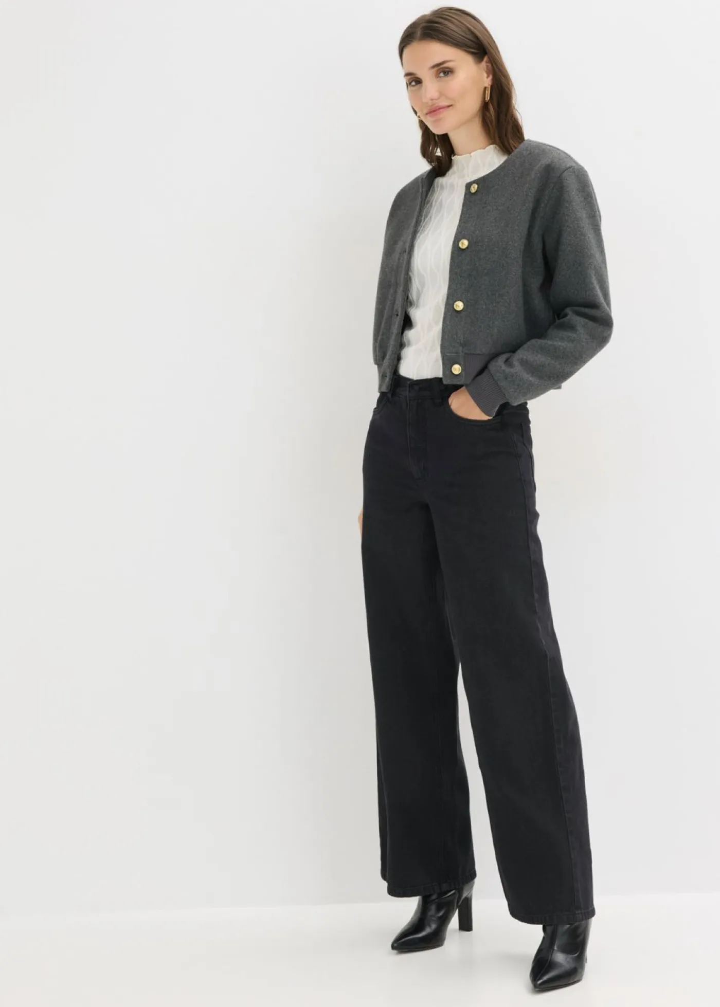 bonprix bonprix Pantalón de sarga de algodón orgánico puro Negro Online