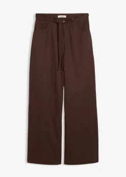 bonprix bonprix Pantalón de sarga de algodón puro Marrón oscuro Discount