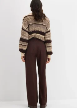 bonprix bonprix Pantalón de sarga de algodón puro Marrón oscuro Discount