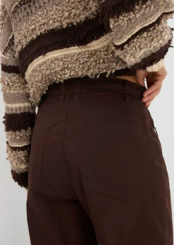 bonprix bonprix Pantalón de sarga de algodón puro Marrón oscuro Discount