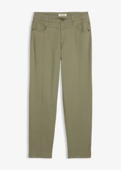 bonprix bonprix Pantalón de sarga de mezcla de algodón y elastano Verde oliva Best