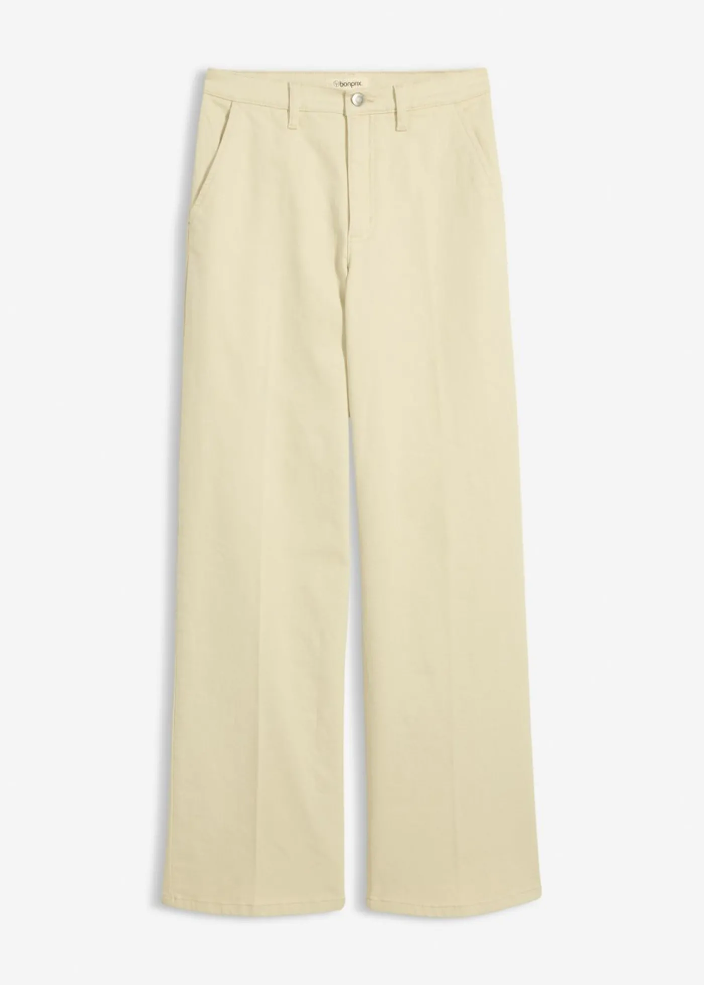 bonprix bonprix Pantalón de sarga de talle alto Arena claro Hot
