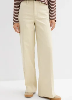 bonprix bonprix Pantalón de sarga de talle alto Arena claro Hot