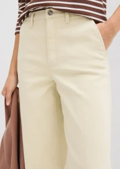 bonprix bonprix Pantalón de sarga de talle alto Arena claro Hot
