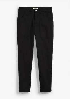 bonprix bonprix Pantalón de sarga en mezcla de algodón elástico Negro Sale