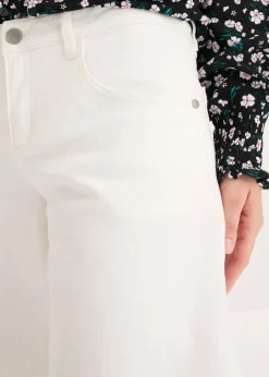 bonprix bonprix Pantalón de sarga en mezcla de algodón elástico Blanco lana Online