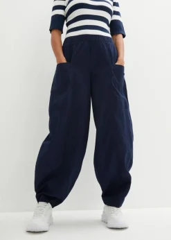 bonprix bonprix Pantalón de sarga ligero, ajuste bombacho Azul marino