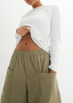 bonprix bonprix Pantalón de sarga ligero, ajuste bombacho Verde oliva Hot