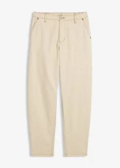 bonprix bonprix Pantalón de sarga tipo barrel Arena claro New