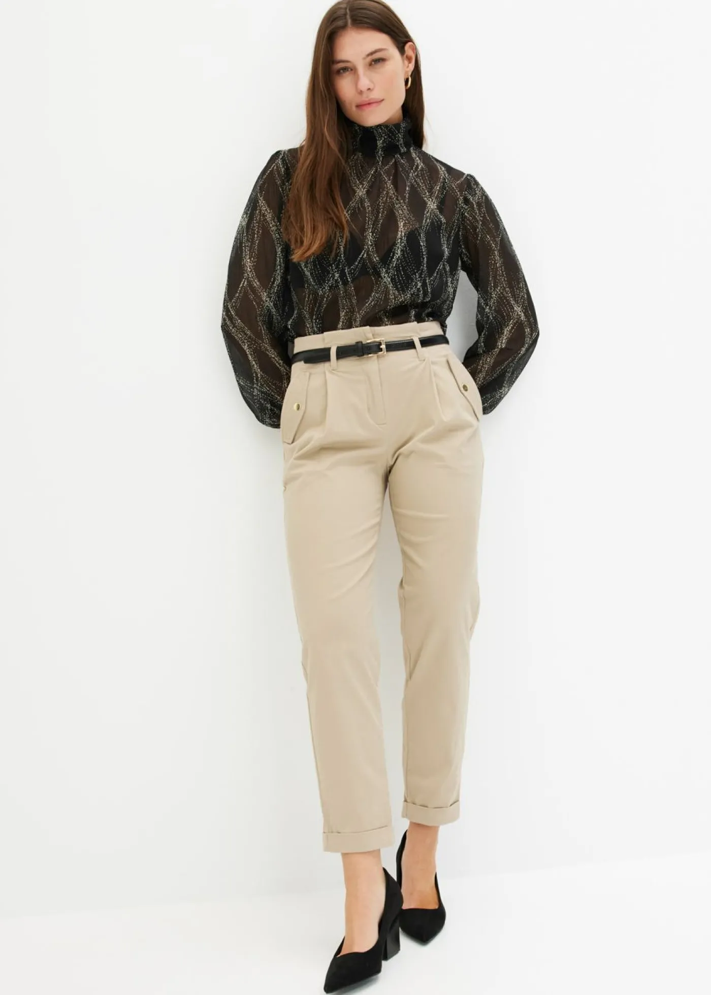 bonprix bonprix Pantalón de sarga tipo paperbag Arena Outlet