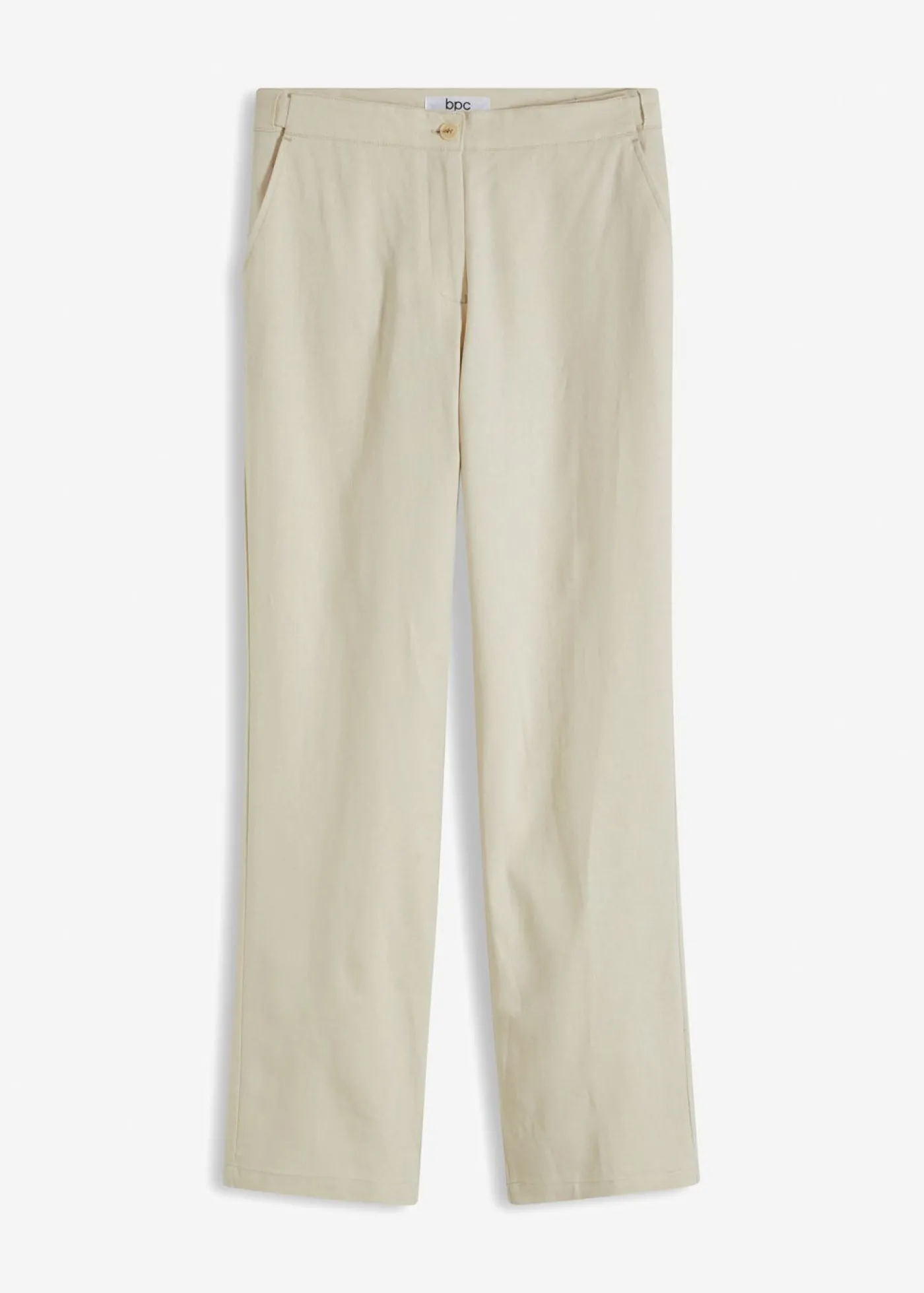 bonprix bonprix Pantalón de talle alto de mezcla de lino y viscosa gris guijarro Discount