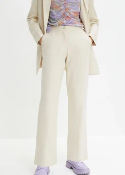 bonprix bonprix Pantalón de talle alto de mezcla de lino y viscosa Marrón coñac Hot