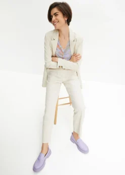 bonprix bonprix Pantalón de talle alto de mezcla de lino y viscosa Marrón coñac Hot