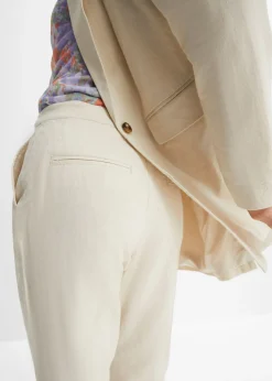 bonprix bonprix Pantalón de talle alto de mezcla de lino y viscosa Marrón coñac Hot