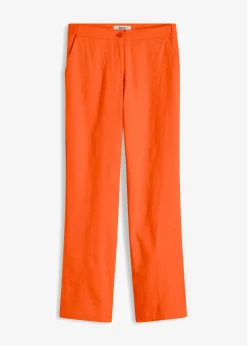 bonprix bonprix Pantalón de talle alto de mezcla de lino y viscosa Naranja cálido Discount