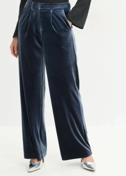 bonprix bonprix Pantalón de terciopelo suave Azul marino Sale