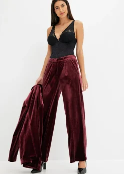 bonprix bonprix Pantalón de terciopelo suave rojo avellana Clearance