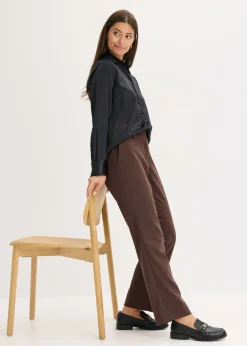 bonprix bonprix Pantalón de traje con aberturas Marrón oscuro Discount