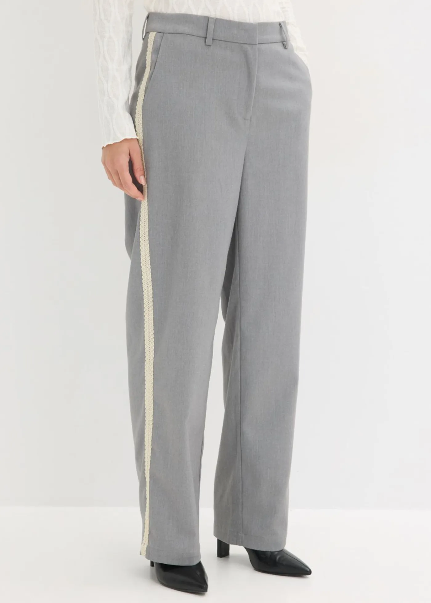 bonprix bonprix Pantalón de traje con cinturilla cómoda gris moteado Online