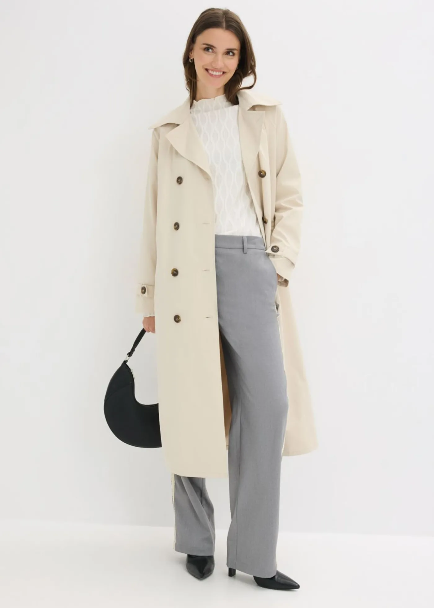 bonprix bonprix Pantalón de traje con cinturilla cómoda gris moteado Online