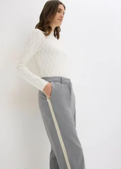 bonprix bonprix Pantalón de traje con cinturilla cómoda gris moteado Online