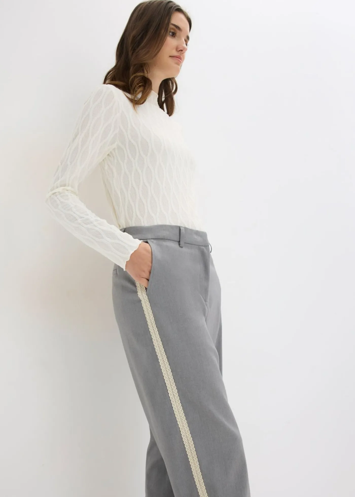 bonprix bonprix Pantalón de traje con cinturilla cómoda gris moteado Online