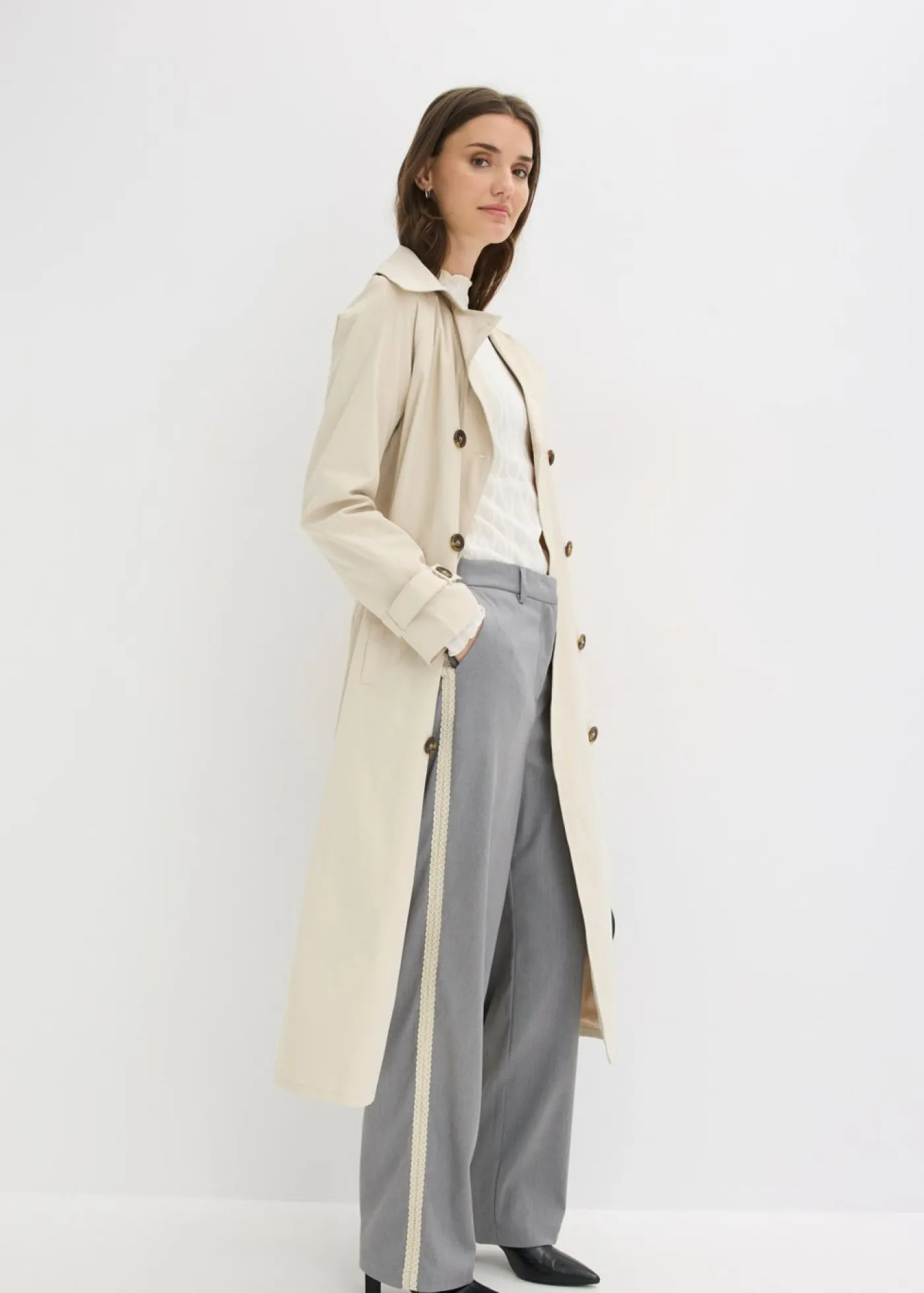 bonprix bonprix Pantalón de traje con cinturilla cómoda gris moteado Online