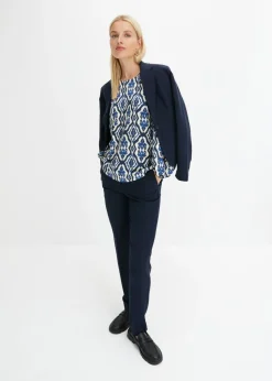 bonprix bonprix Pantalón de traje con pinzas Azul oscuro Sale