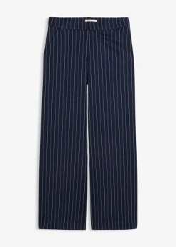 bonprix bonprix Pantalón de traje con rayas azul marino/blanco lana con rayas